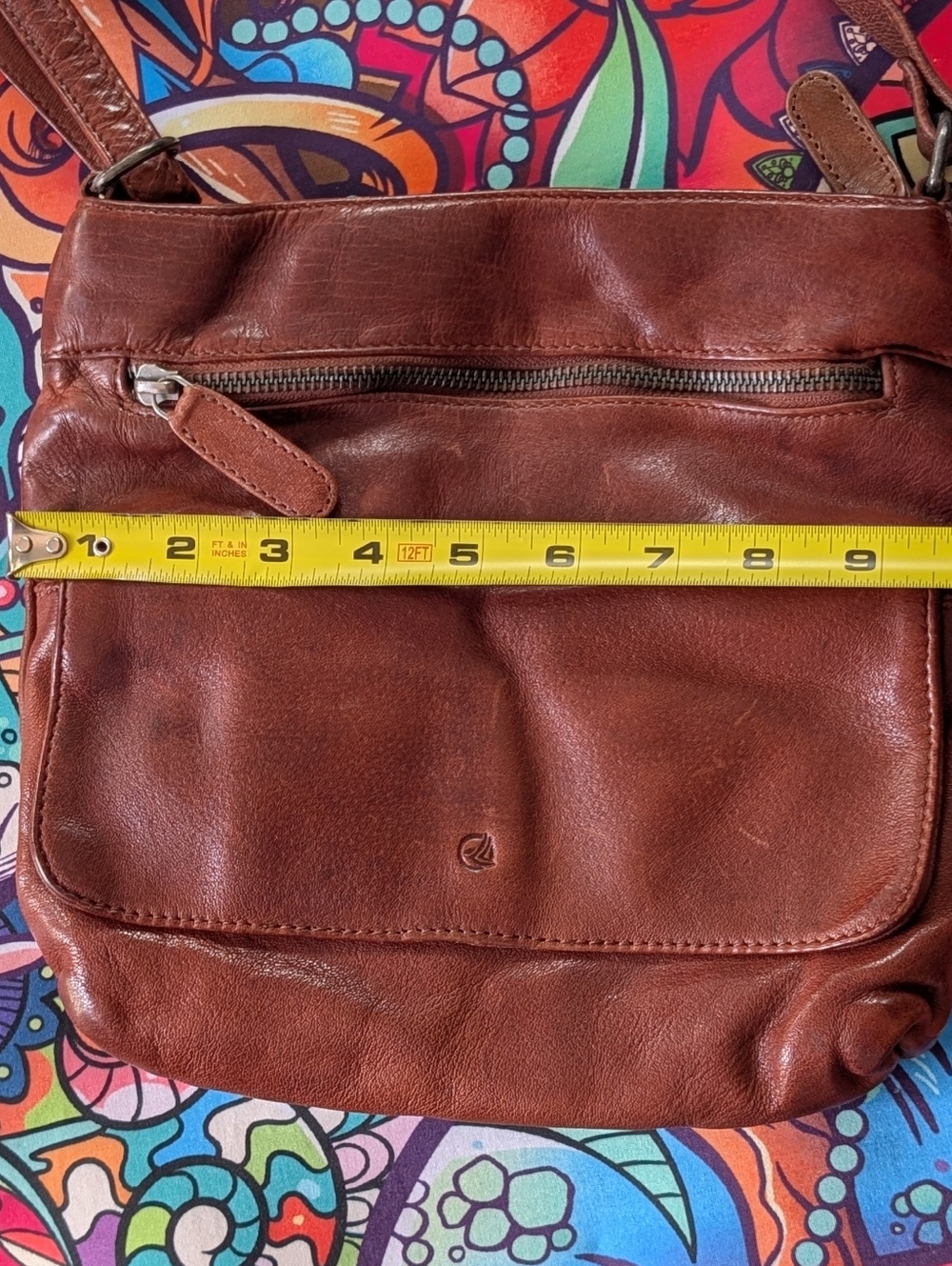Antonio Valeria Chestnut Brown Leather Crossbody Bag Purse Adjustable Strap - Picture 6 of 10